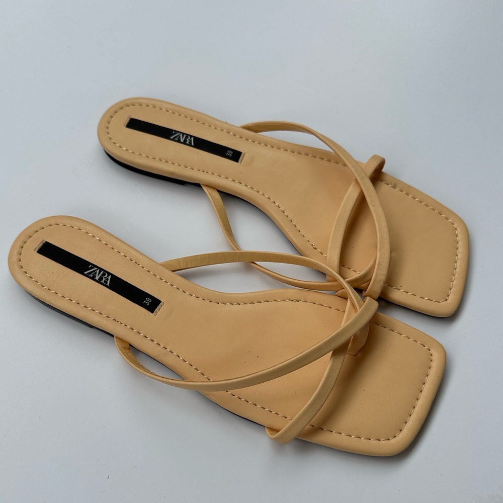 Zara square toe pastel yellow sandals